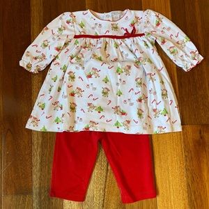 Kissy Kissy Baby Girl Christmas Top with Leggings
